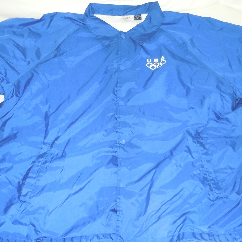USA Olympic Nylon Logo Jacket 2X Blue Vintage